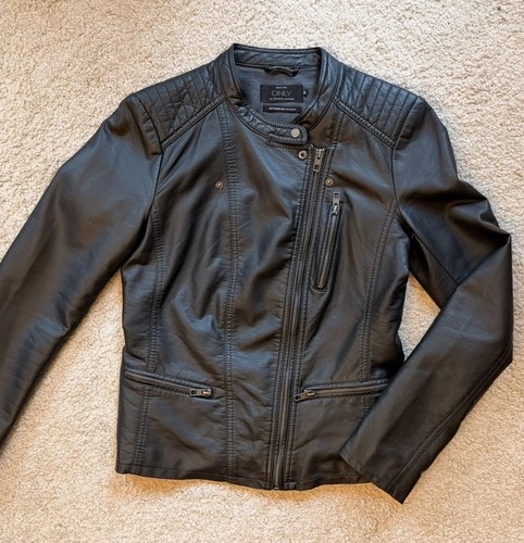 Schwarze kunstleder biker - kunstleder,