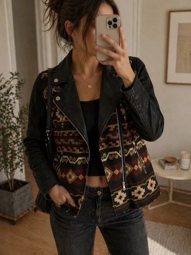 Zara boho jacke - leder, gr.36