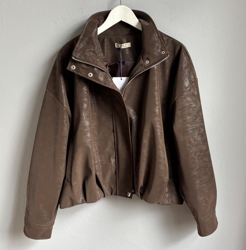 Jacke kunstleder vegan braun - kunstleder,