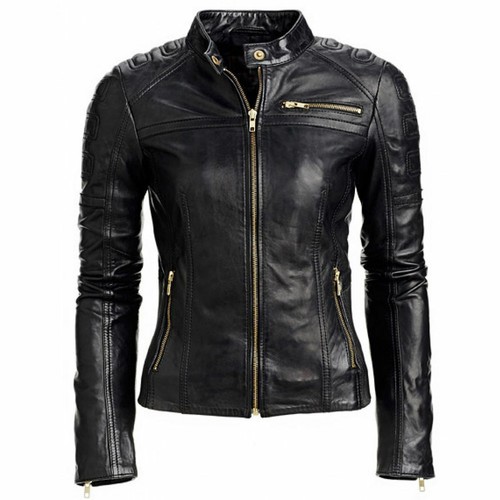 Damen leder jacke klassisch - damen,